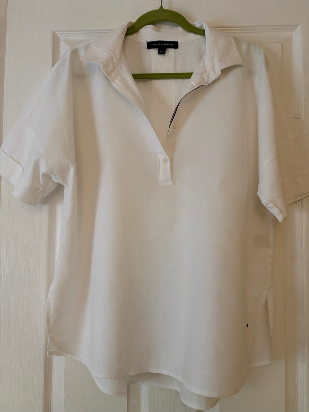 Tommy Hilfiger White Polo-Style Short Sleeve Blouse